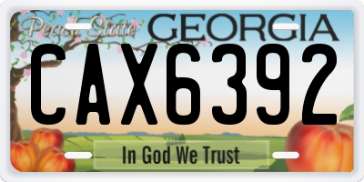 GA license plate CAX6392