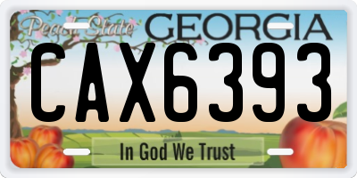 GA license plate CAX6393