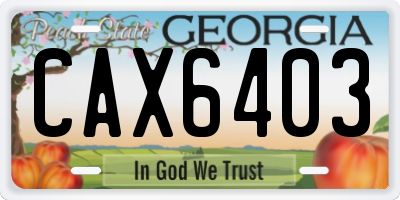 GA license plate CAX6403