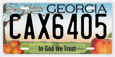GA license plate CAX6405