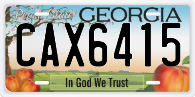 GA license plate CAX6415