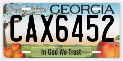 GA license plate CAX6452