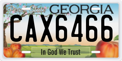 GA license plate CAX6466