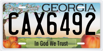 GA license plate CAX6492