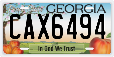 GA license plate CAX6494