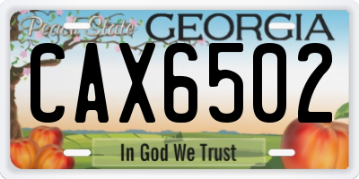 GA license plate CAX6502