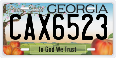 GA license plate CAX6523
