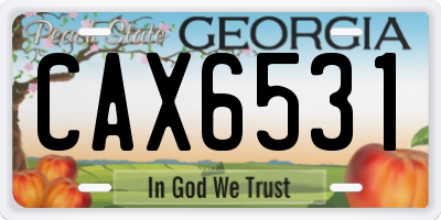 GA license plate CAX6531