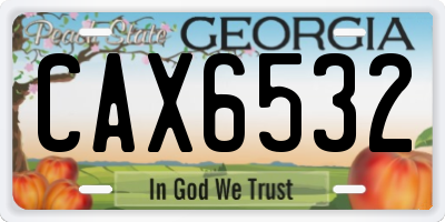 GA license plate CAX6532