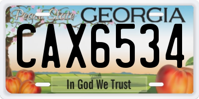 GA license plate CAX6534