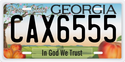 GA license plate CAX6555