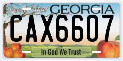 GA license plate CAX6607