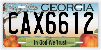 GA license plate CAX6612