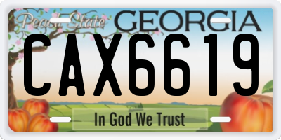 GA license plate CAX6619