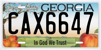 GA license plate CAX6647