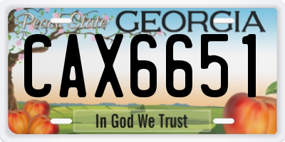 GA license plate CAX6651