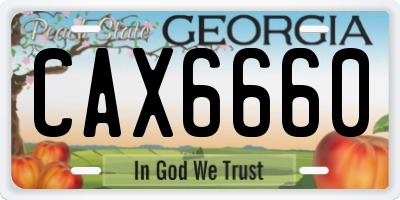 GA license plate CAX6660