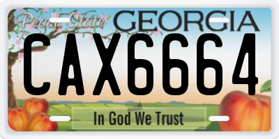 GA license plate CAX6664
