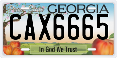 GA license plate CAX6665