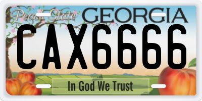 GA license plate CAX6666