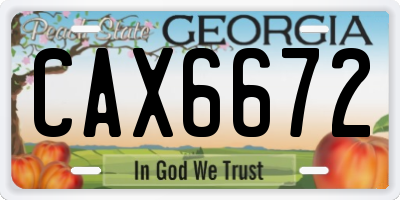GA license plate CAX6672