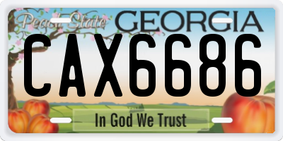GA license plate CAX6686
