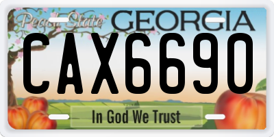 GA license plate CAX6690