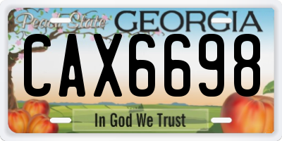 GA license plate CAX6698