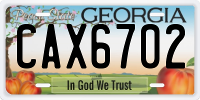 GA license plate CAX6702
