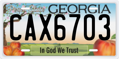 GA license plate CAX6703