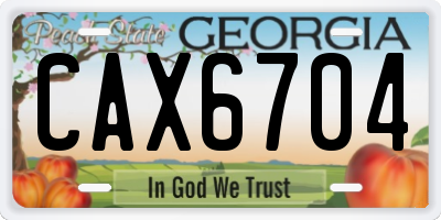 GA license plate CAX6704