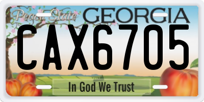 GA license plate CAX6705