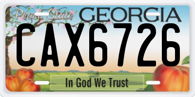 GA license plate CAX6726