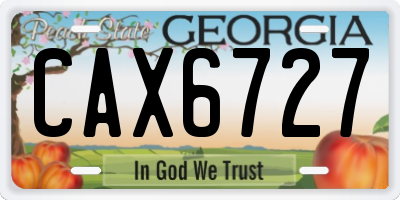 GA license plate CAX6727