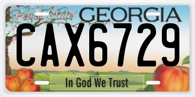 GA license plate CAX6729