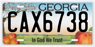 GA license plate CAX6738