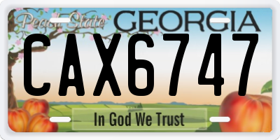 GA license plate CAX6747