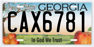GA license plate CAX6781