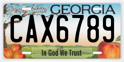 GA license plate CAX6789