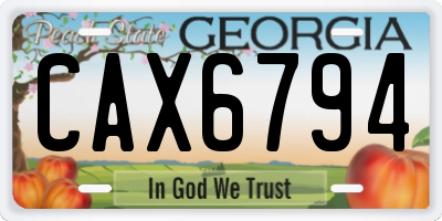 GA license plate CAX6794