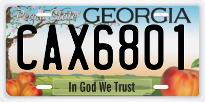 GA license plate CAX6801