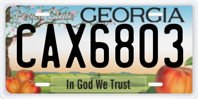 GA license plate CAX6803