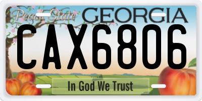 GA license plate CAX6806