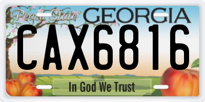 GA license plate CAX6816