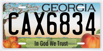 GA license plate CAX6834