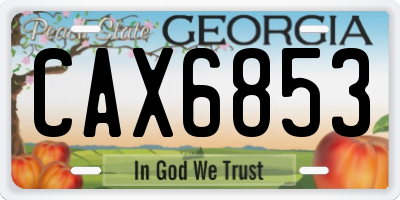 GA license plate CAX6853