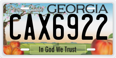 GA license plate CAX6922