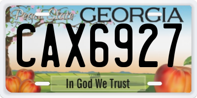 GA license plate CAX6927