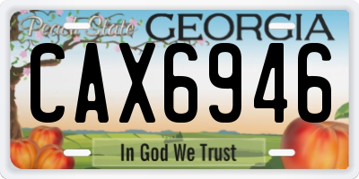 GA license plate CAX6946