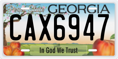 GA license plate CAX6947